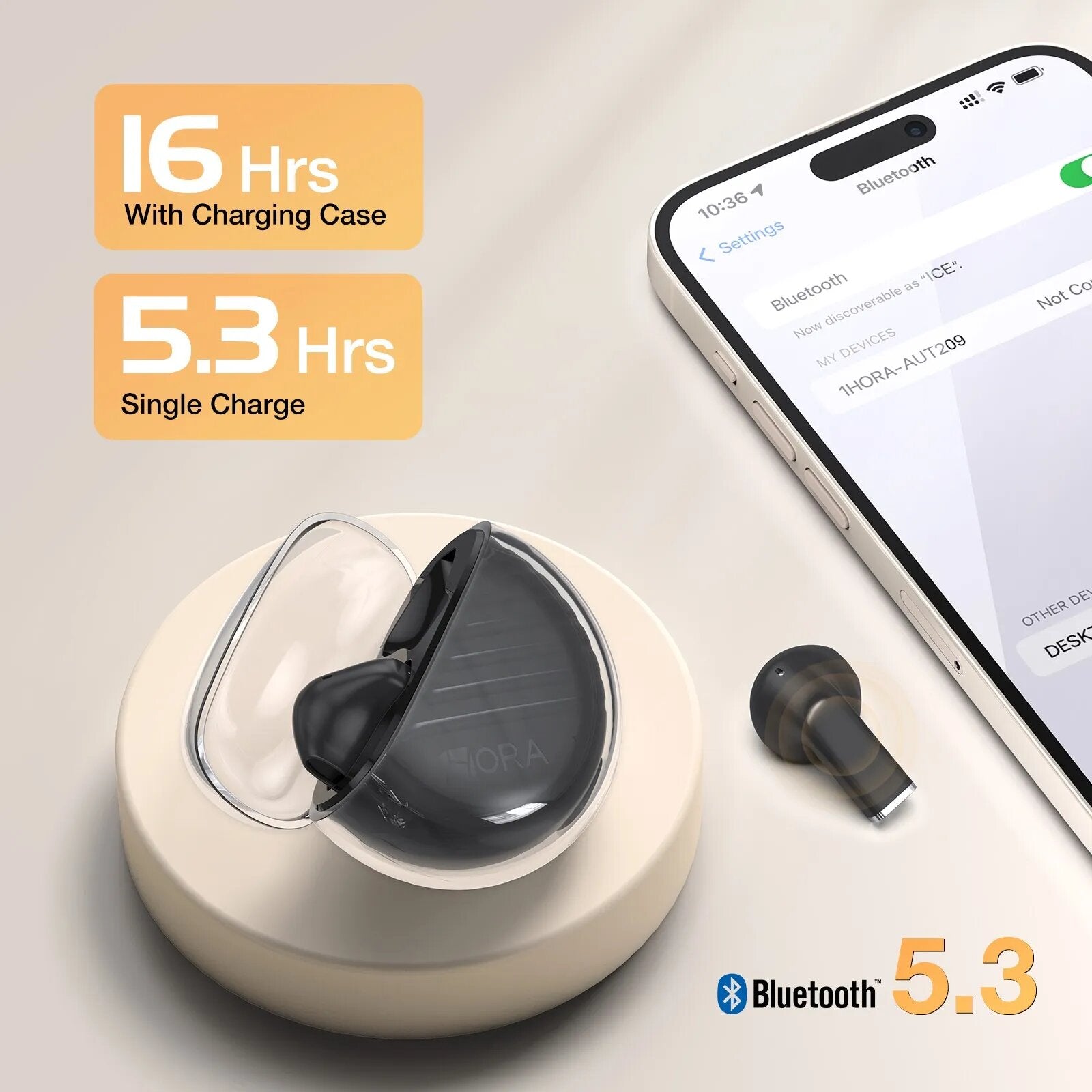 1HORA AUT209 TWS Wireless Bluetooth Earphone, Lightweight Earbuds - ORRO HOME