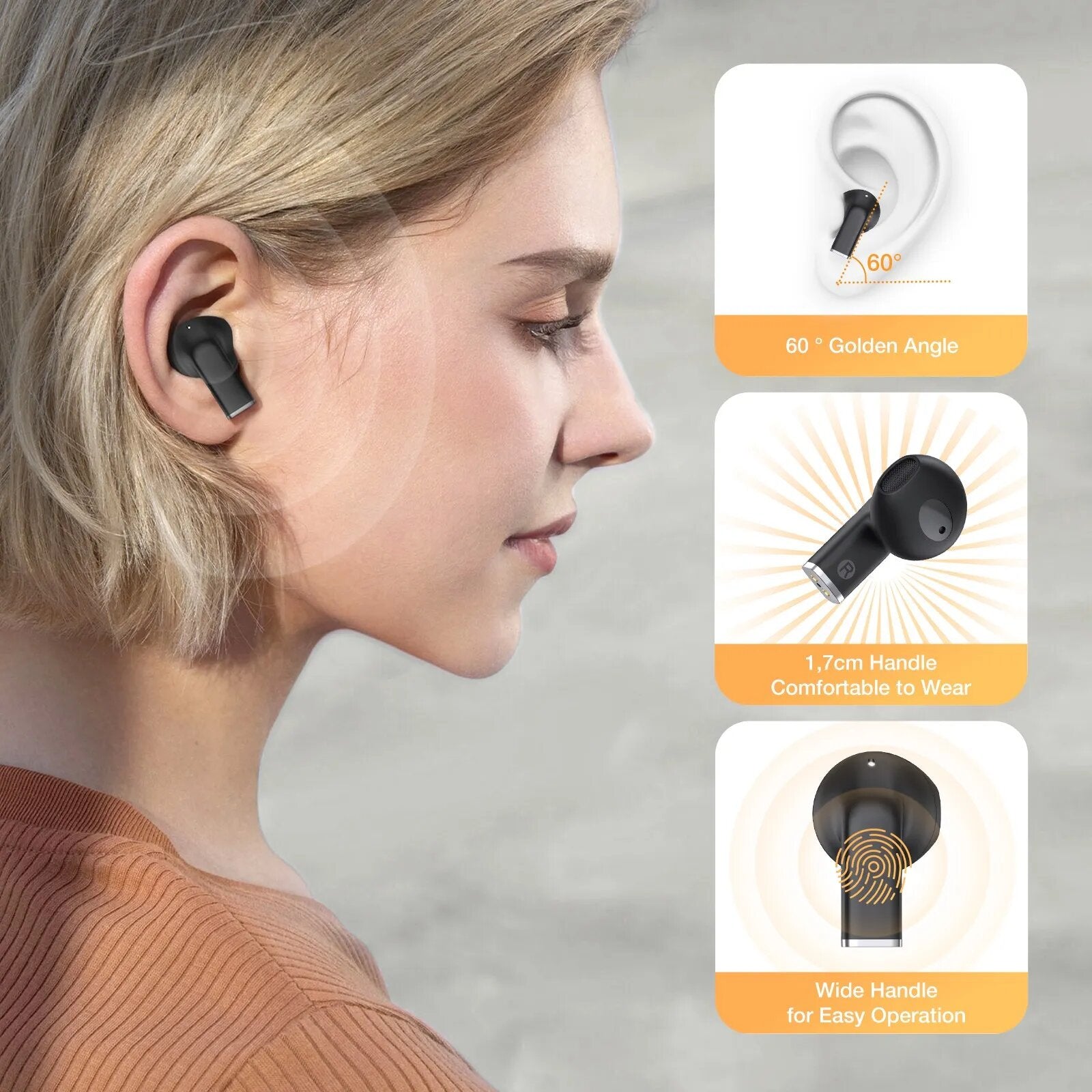 1HORA AUT209 TWS Wireless Bluetooth Earphone, Lightweight Earbuds - ORRO HOME