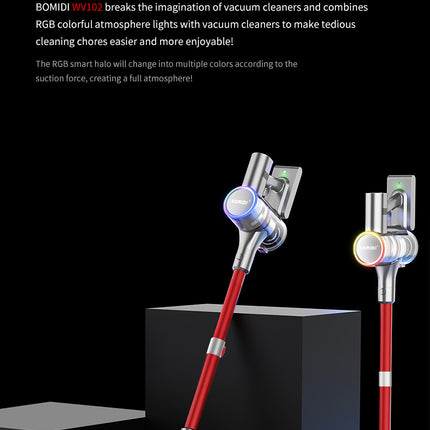 BOMIDI WV102 Cordless Vacuum Cleaner RGB Intelligent Light Effect - Red - ORRO HOME