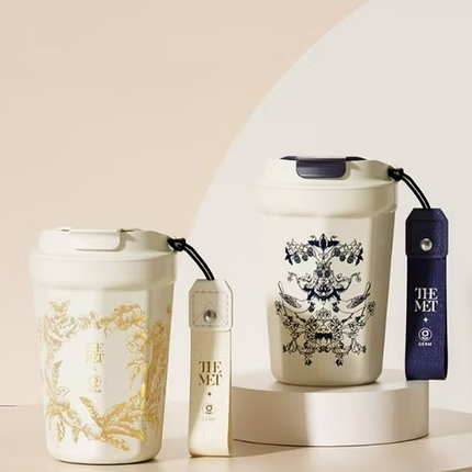 Golden Octagon Vacuum Tumbler 390ml | GERM × THE MET Ethereal Garden Stainless Steel Insulated Mug | BPA-Free Leak-Proof Travel Thermos | Elegant Hot & Cold Reusable Cup | Art-Inspired Collector Design