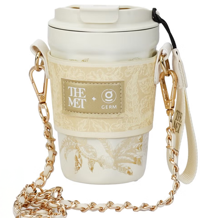Golden Octagon Vacuum Tumbler 390ml | GERM × THE MET Ethereal Garden Stainless Steel Insulated Mug | BPA-Free Leak-Proof Travel Thermos | Elegant Hot & Cold Reusable Cup | Art-Inspired Collector Design