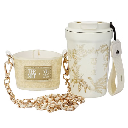 Golden Octagon Vacuum Tumbler 390ml | GERM × THE MET Ethereal Garden Stainless Steel Insulated Mug | BPA-Free Leak-Proof Travel Thermos | Elegant Hot & Cold Reusable Cup | Art-Inspired Collector Design
