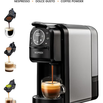 3-in-1 Capsule Coffee Machine – Compatible with Nespresso, Dolce Gusto, and Ground Coffee – 20 Bar High-Pressure Espresso Maker with Touch Control Panel, Self-Cleaning Function, LED Indicators, 700ML Removable Water Tank – CM01