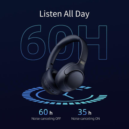 H3 ANC Active Noise Cancelling Headphones, Bluetooth 5.4 Wireless Over-Ear Headphones, Hi-Res Audio, Deep Bass, Multipoint Connection, 60H Playtime, Custom EQ via App Black