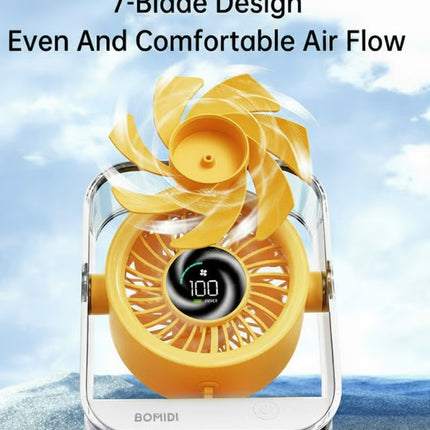 Portable 7-Blade Desktop Fan with LED Digital Display, 3000mAh Rechargeable Battery, Quiet Brushless Motor, Adjustable Angle, Type-C USB Charging – Mini Table Fan for Home, Office, Travel & Outdoor Use