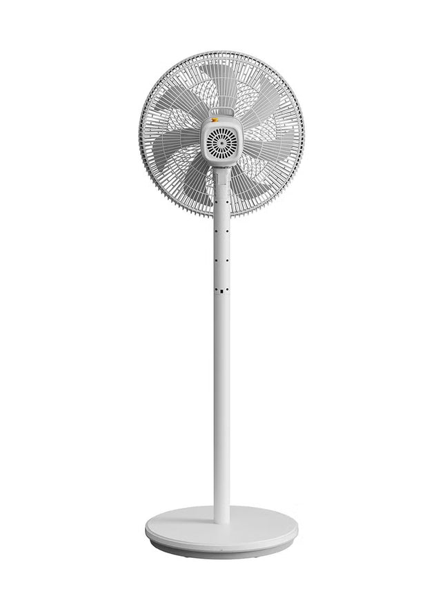 Deerma High-Power 16" Pedestal Floor Fan with 7 Biomimetic Leaf Blades, Wide-Angle Oscillation, 4 Height Levels, 3-Speed Settings, Touch Controls, LED Display DEM-FD11W White