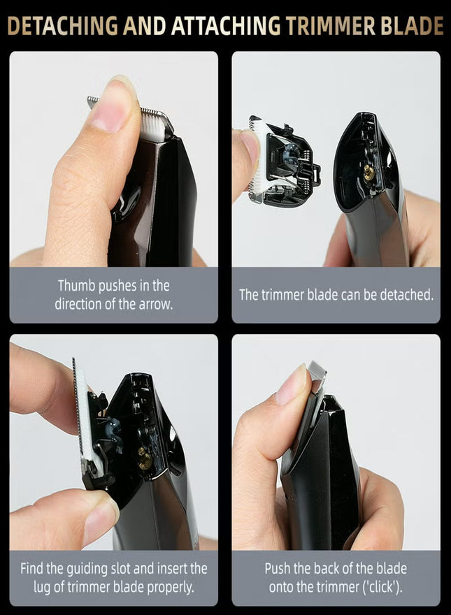 Spark 3 Groin & Body Trimmer Kit for Men, Waterproof,LED Spotlight, Ceramic Blades, Type-C Charging, 4 Adjustable Combs (3mm–12mm), Full Body Grooming Tool-Black