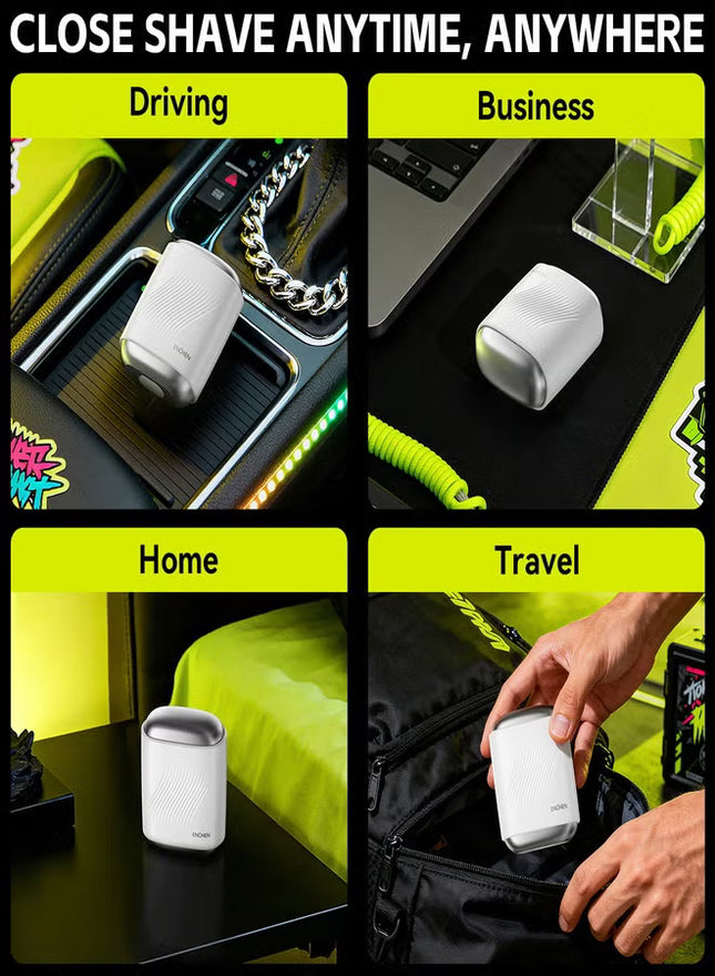 MS006 Mini Compact Foil Shaver 3D Floating Triple-Blade System 6800 RPM/min Type-C Rechargeable Pocket-Size Shaver-White