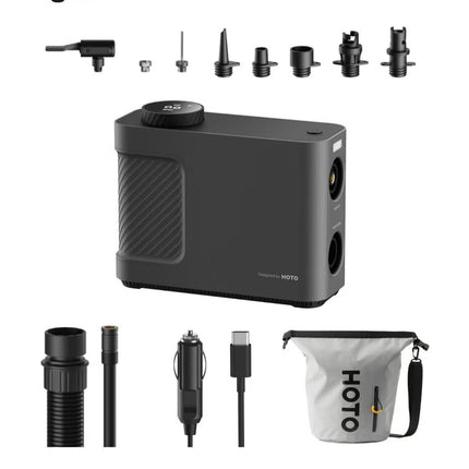 Heavy-Duty Dual-Core Smart Inflator – HOTO Station for Inflate & Deflate with 9 Intelligent Modes, Corded & Cordless Use, 7500mAh Power, Fast Performance – Gray – QWCQB002