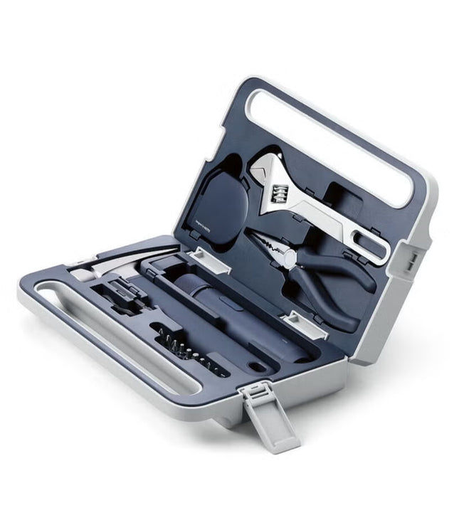 Electric Screwdriver 3.6V 5-Piece Tool Set | Magnetic Claw Hammer, Self-Lock Measuring Tape, Needle Nose Plier, Adjustable Spanner & 10 Bits | Compact & Durable DIY Kit (Black)