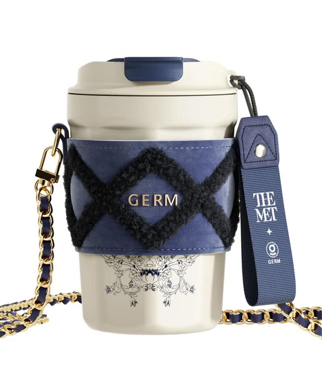 Oriental Blue Octagon Vacuum Tumbler 390ml | GERM × THE MET Regal Bloom Stainless Steel Insulated Mug | BPA-Free, Leak-Proof Art Series Thermos Cup | Hot & Cold Travel Flask | Elegant Museum-Inspired Design