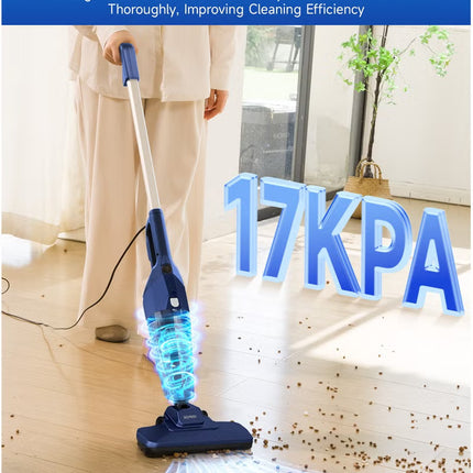 Portable Handheld Vacuum Cleaner with 17000Pa Strong Power 900mL Dust Cup, Quiet Suction- Stick Vacuum Cleaner for Wood, Carpet, Tile Floors S9- Blue