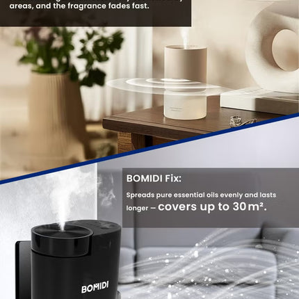 Waterless Aromatherapy Diffuser Nebulizer – 60 mL Essential Oil Diffuser for Home, Office, Spa, Yoga, Bedroom | USB & Bluetooth App Control | Venturi Air Pump, 3‑Speed Mist Modes, Ultra‑Quiet (< 41 dB), AD01-Black