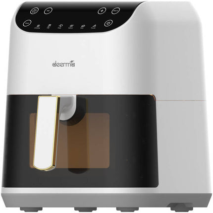 Digital Air Fryer, LED Display & Touch Control, Oil-Free Fryer, 6 Preset Programs with Dynamic NTC Temperature control & Time Set,Delay Start Function & Easy to Clean 5.5 L 1400 W DEM-KZ130W White