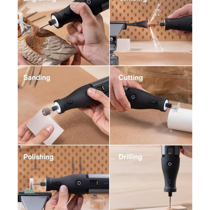 Electric Grinder – HOTO 12V Multi-Speed Rotary Tool, 35,000 RPM, Ergonomic & Lightweight Design for DIY & Home Projects – Gray – QWLDM002