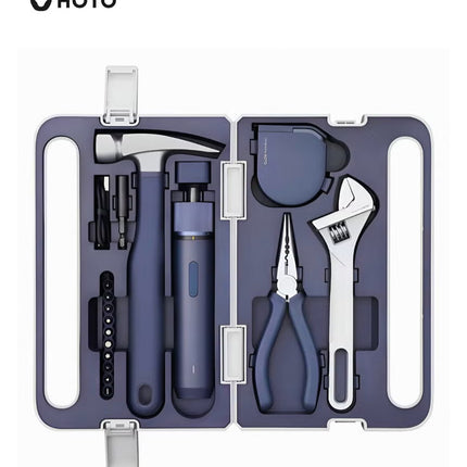 Electric Screwdriver 3.6V 5-Piece Tool Set | Magnetic Claw Hammer, Self-Lock Measuring Tape, Needle Nose Plier, Adjustable Spanner & 10 Bits | Compact & Durable DIY Kit (Black)