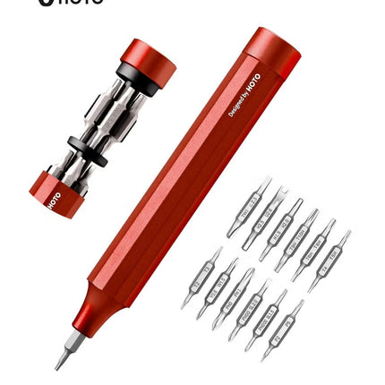 HOTO 24-in-1 Precision Screwdriver Pen Set – Red, Magnetic Manual Repair Tool with S2 Steel Bits, Aluminum Alloy Body for Electronics, Eyeglasses, Watches, Laptops – QWLSD004