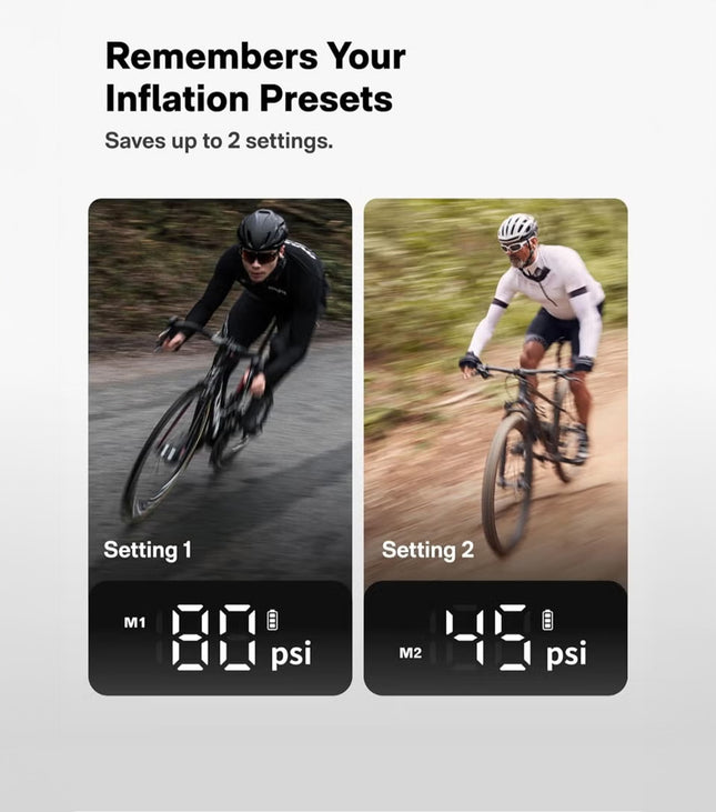 Mini Electric Air Pump – HOTO Pocket Tire Inflator with 150 PSI Max, Fast USB-C Charging, Custom Presets, Digital Display, Lightweight Design – Black – QWCQA002