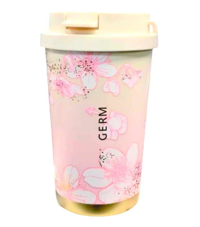 Gradient Sakura Coffee Tumbler 390ml | GERM Flower Series Stainless Steel Vacuum Flask with Straw Lid | BPA-Free Leak-Proof Travel Mug | Hot & Cold Insulated Reusable Thermos Cup | Elegant Floral Design