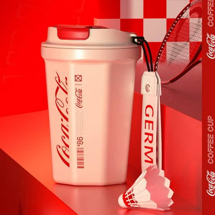 Coca-Cola Red Octagon Vacuum Tumbler 300ml | GERM | Stainless Steel Insulated Coffee Cup | Compact Hot & Cold Flask | BPA-Free | Official Licensed Design