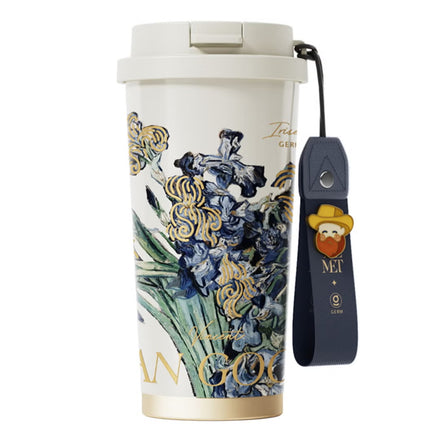 Van Gogh Irises Stainless Steel Tumbler 500ml | GERM × THE MET Shining Vacuum Mug with Straw Lid | BPA-Free Insulated Travel Cup | Leak-Proof Hot & Cold Thermos | Elegant Art Series Flask