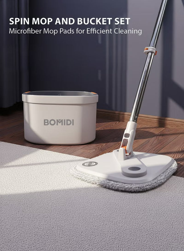 BOMIDI Spin Mop Bucket Set, 360° Rotaing Mop with Self Separation Clean and Dirty Water System, Easy to Wring Floor,Mop With Detachable Mop Head, Suitable for Different Materials Floor Cleaning M22