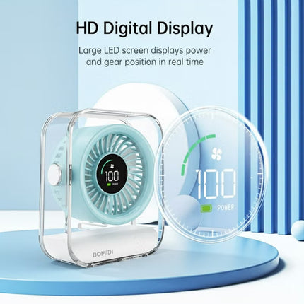 Portable 7-Blade Desktop Fan with LED Digital Display, 3000mAh Rechargeable Battery, Quiet Brushless Motor, Adjustable Angle, Type-C USB Charging – Mini Table Fan for Home, Office, Travel & Outdoor Use