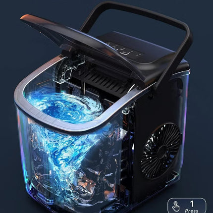 Automatic Ice Maker, 15kg 24hrs Ice Production, Round lce Cube Shape,1.3 Liter Capacity With 6-13mins Ice Making, LED Display 6.2kg 110W for Home Kitchen, Bars, Coffee Shops, Restaurant HZB-16M-Black