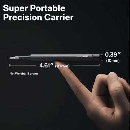 Precision Pocket Screwdriver Pen – HOTO Little Pocket Multi-Tool with 5 Bits, Soft Pencil Tip, Magnetic Storage, Premium Aluminum Body – Black – QWLSD013