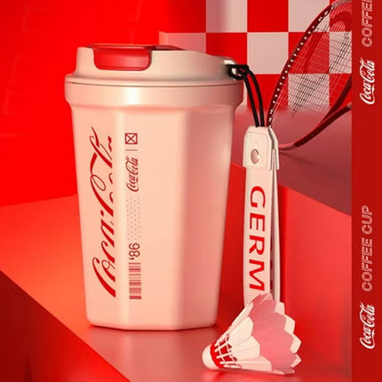 Coca-Cola Red Octagon Vacuum Tumbler 300ml | GERM | Stainless Steel Insulated Coffee Cup | Compact Hot & Cold Flask | BPA-Free | Official Licensed Design