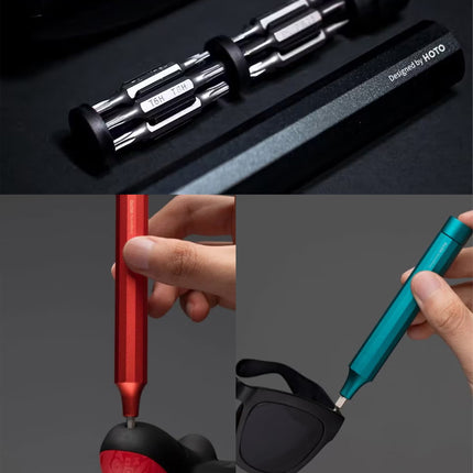 HOTO 24-in-1 Precision Screwdriver Pen Set – Red, Magnetic Manual Repair Tool with S2 Steel Bits, Aluminum Alloy Body for Electronics, Eyeglasses, Watches, Laptops – QWLSD004