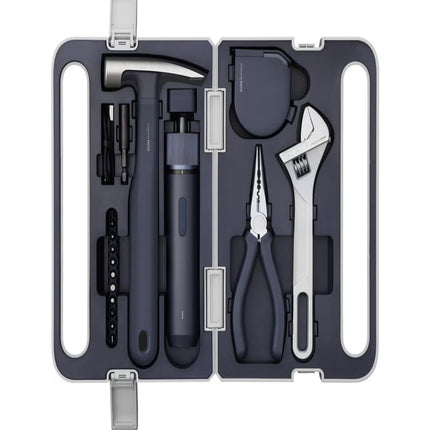 Electric Screwdriver 3.6V 5-Piece Tool Set | Magnetic Claw Hammer, Self-Lock Measuring Tape, Needle Nose Plier, Adjustable Spanner & 10 Bits | Compact & Durable DIY Kit (Black)