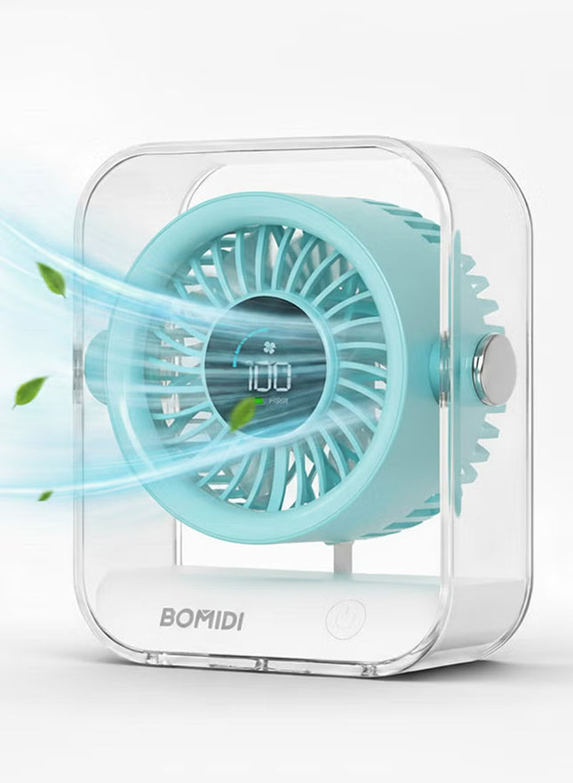 Portable 7-Blade Desktop Fan with LED Digital Display, 3000mAh Rechargeable Battery, Quiet Brushless Motor, Adjustable Angle, Type-C USB Charging – Mini Table Fan for Home, Office, Travel & Outdoor Use