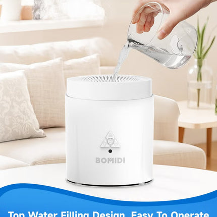 BOMIDI Ultrasonic Humidifier with Aromatherapy & UV Disinfection – 3-Speed Adjustment, 7-Color Light, Remote & Mechanical Control, Auto Shut-Off, Top Fill, Desktop & Bucket Mode - BMD - UH06