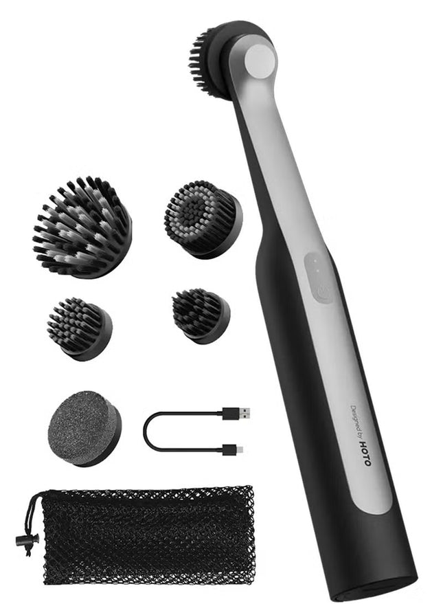 HOTO Wand Cordless Spin Scrubber – 360° Rotating Electric Cleaning Brush with 12 Magnetic Brush Heads, 210-Minute Runtime, IPX7 Waterproof, USB-C Rechargeable