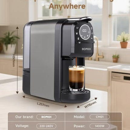 3-in-1 Capsule Coffee Machine – Compatible with Nespresso, Dolce Gusto, and Ground Coffee – 20 Bar High-Pressure Espresso Maker with Touch Control Panel, Self-Cleaning Function, LED Indicators, 700ML Removable Water Tank – CM01