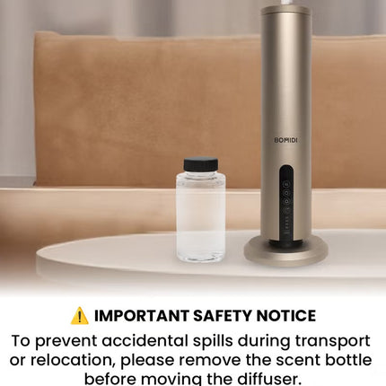 BOMIDI Waterless Aromatherapy Diffuser with 120ML Sandalwood Essential Oil – Smart Bluetooth & Touch Screen Scent Machine for Home, Office & Commercial Use (Venturi Tech, 100m² Coverage), BOMIDI AD02 Gold