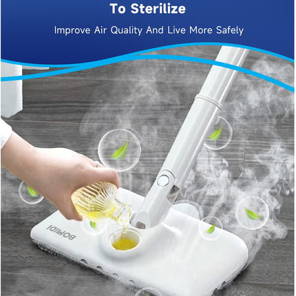 1200W High-Power Steam Mop for Multi-Surface Floors (Wood/Tile/Carpet) with Adjustable Steam, 18s Fast Heating, 380mL Visual Tank & Aromatherapy Function