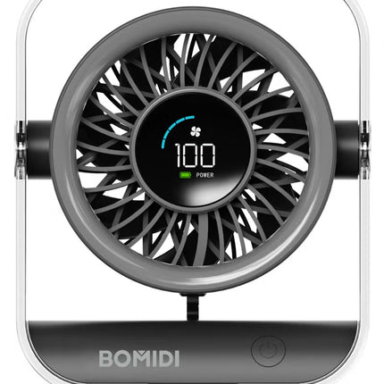 BOMIDI Portable 7-Blade Desktop Fan with LED Digital Display, 3000mAh Rechargeable Battery, Quiet Brushless Motor, Adjustable Angle, Type-C USB Charging – Mini Table Fan for Home, Office, Travel & Outdoor Use