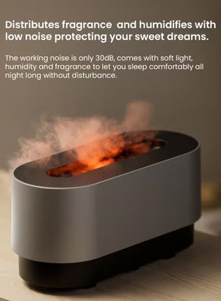 3-in-1 Aroma Air Diffuser 300ml Ultrasonic Humidifier with Essential Oil Function, Flame Effect LED Light, Adjustable Timer, Quiet Mist for Bedroom, Office, Home