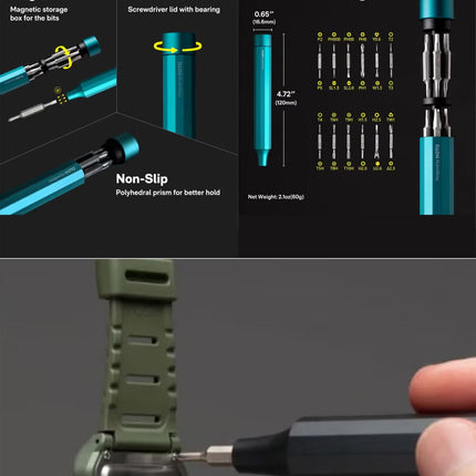 HOTO 24-in-1 Precision Screwdriver Pen Set – Red, Magnetic Manual Repair Tool with S2 Steel Bits, Aluminum Alloy Body for Electronics, Eyeglasses, Watches, Laptops – QWLSD004