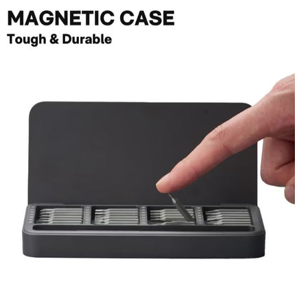 Precision Screwdriver Set – 28 S2-Steel Bits, 360° Free-Rotating Lid, Magnetic Storage, Semi-Auto Box Cover – USB Rechargeable