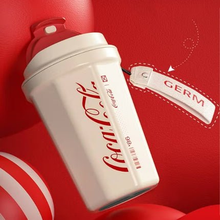 Coca-Cola Red Octagon Vacuum Tumbler 300ml | GERM | Stainless Steel Insulated Coffee Cup | Compact Hot & Cold Flask | BPA-Free | Official Licensed Design