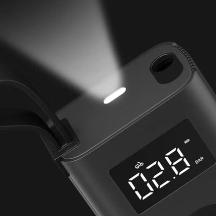 Compact Smart Inflator – HOTO Inflatable Treasure with Auto-Stop, Built-in Tire Pressure Gauge, 2000mAh Dual Lithium Battery, Fast Inflation for Tires, Balls & More – Black – QWCQA001