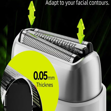MS006 Mini Compact Foil Shaver 3D Floating Triple-Blade System 6800 RPM/min Type-C Rechargeable Pocket-Size Shaver-White