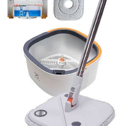 Zolele Spin Mop Bucket Set, 360° Rotaing Mop with Self Separation Clean and Dirty Water System, Easy to Wring Floor,Mop With Detachable Mop Head, Suitable for Different Materials Floor Cleaning M20-Grey