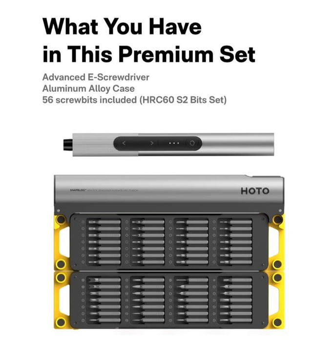 Electric Precision Screwdriver Master Set (56 Bits) – 3 Torque Settings, Brushless Motor, LED Light, Rechargeable – 60min Runtime, Type-C Charging