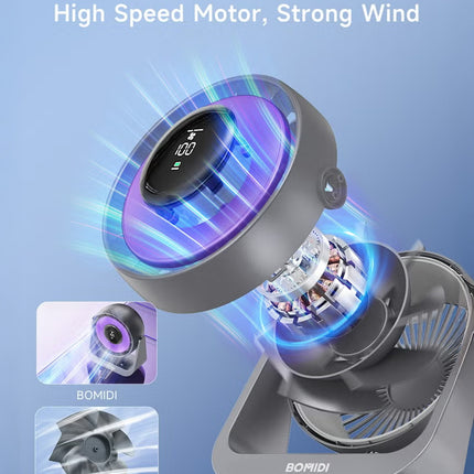 Portable Desk Fan with Smart LED Display, 100 Speed Levels Table Fan with 4000mAh Battery, Adjustable Angle, Quiet Operation For Bedroom Home Office Desktop Travel