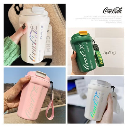 Coca-Cola Red Octagon Vacuum Tumbler 300ml | GERM | Stainless Steel Insulated Coffee Cup | Compact Hot & Cold Flask | BPA-Free | Official Licensed Design