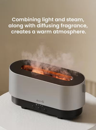 3-in-1 Aroma Air Diffuser 300ml Ultrasonic Humidifier with Essential Oil Function, Flame Effect LED Light, Adjustable Timer, Quiet Mist for Bedroom, Office, Home